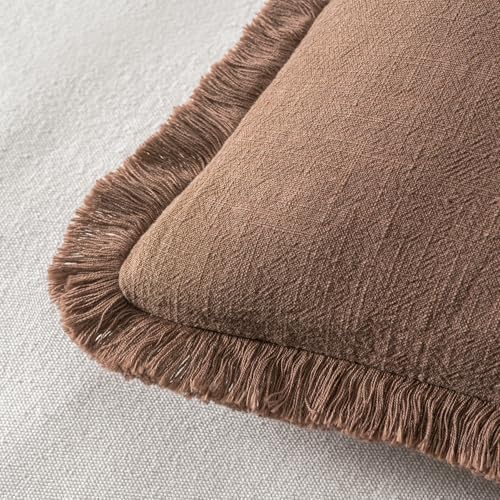 MIULEE Linen Decorative Fall Euro Throw Pillow Covers Dark Coffee 26x26 - Image 3