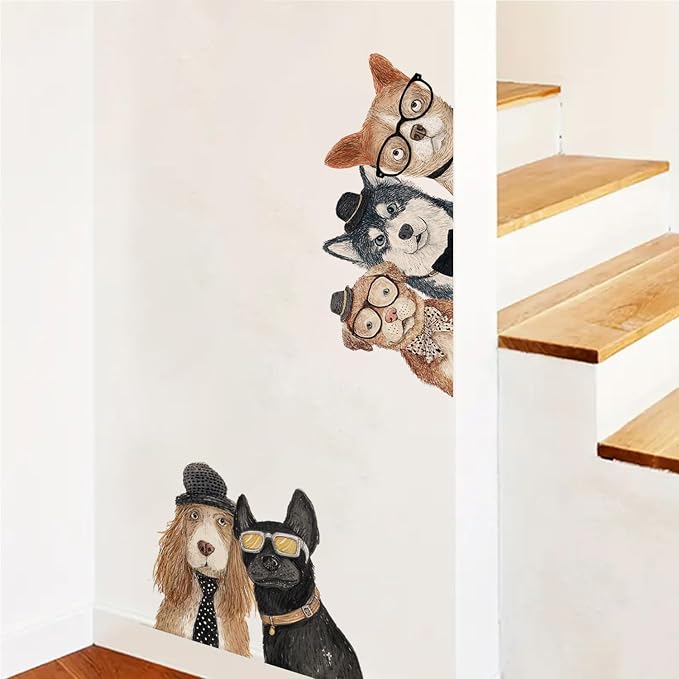 Funny Dog Wall Decals Sticker – Peeking Pet Friends Door Wall Decor, Removable Peel and Stick Vinyl Animal Wall Art for Bedroom, Living Room, Entryway, Closet, Home Decoration - Image 6