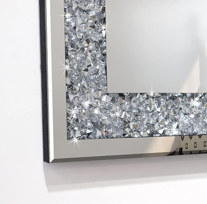 QMDECOR Crushed Diamond Mirror 16x20 Inch Silver Wall Decor - Image 4