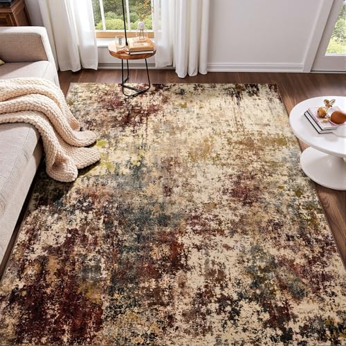 Modern Abstract 3x5 Rug, Non Slip Entryway Rug, Soft Machine Washable Rugs by Enqinar