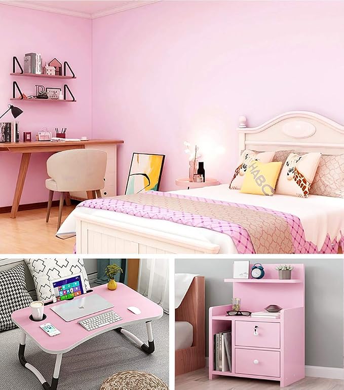 393"x17.7" Pink Peel and Stick Wallpaper Solid Color Contact Paper Self Adhesive Removable Wallpaper for Wall Covering Vinyl Roll - Image 5