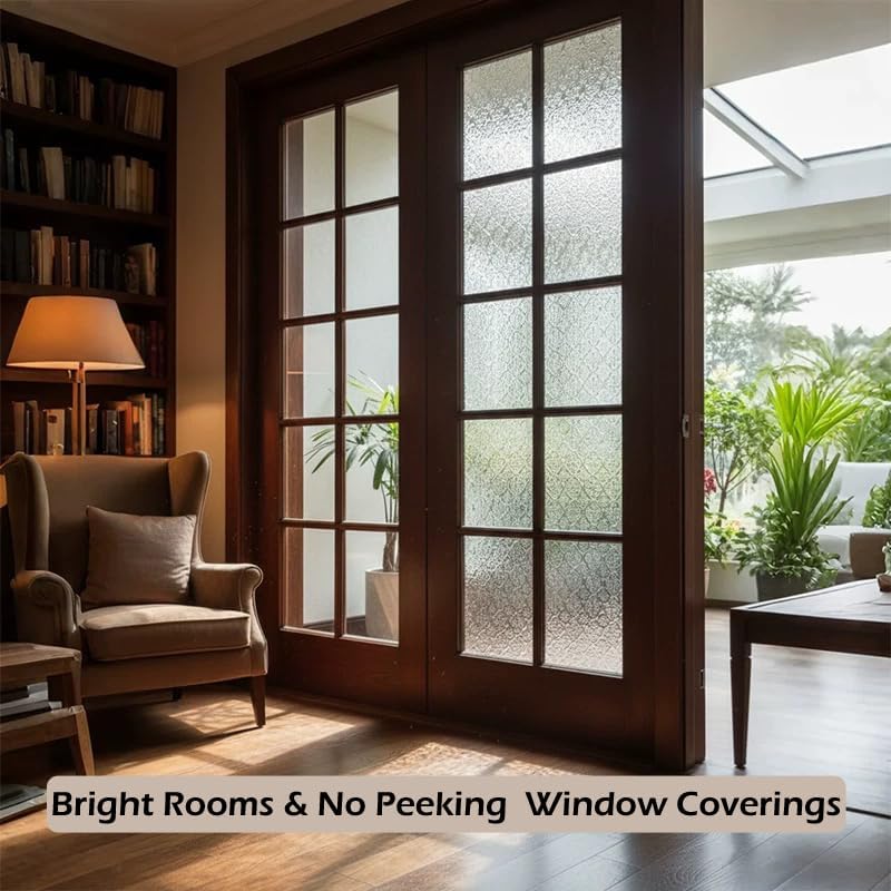 Window Privacy Film, Stained Glass Window Film UV Sun Blocking, Non Adhesive Frosted Static Cling Decorative, Removable and Reusable Window Tint for Home (23.6" x 157.4") - Image 3