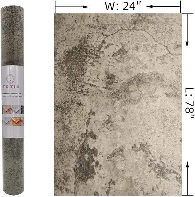 TOTIO Wide Grey Concrete Wallpaper Peel Stick 24x78inch Matte Thicken Waterproof Adhesive Gray Cement Textured Contact Paper Vinyl Wall Paper Rolls for Store Rental House Industrial Style Earthy Grey - Image 7