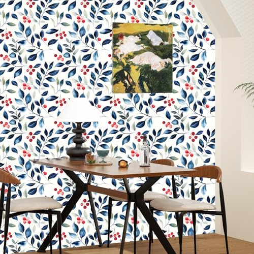 Danodoi Dark Blue Vintage Leaf Peel and Stick Wallpaper 17.5" x 118" | Waterproof Vinyl Self Adhesive Removable Renter Friendly Floral Contact Paper - Image 7