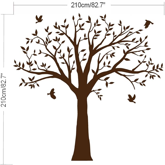 Giant Family Tree Wall Decals Photo Tree Wall Decals with Birds Wall Stickers for Living Room Nursery Bedroom Decoration (Coffee Brown) - Image 7