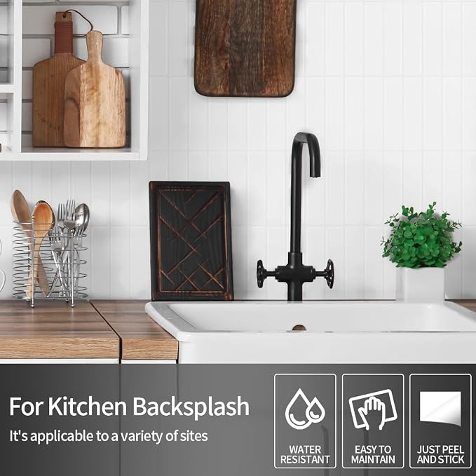 Peel and Stick Backsplash 3D Wall Tiles,Self-Adhesive,Oil Proof,Waterproof, Removable Wall Panels for Kitchen & Bathroom,Modern Design, Easy Install (10.7ft，12x9 inch,14 Pack) (White) - Image 9