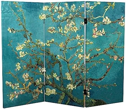Red Lantern Double Sided Works of Van Gogh Canvas Folding Screen - Almond Blossoms/Wheat Field, 3 ft Short - 3 Panel by RedLantern