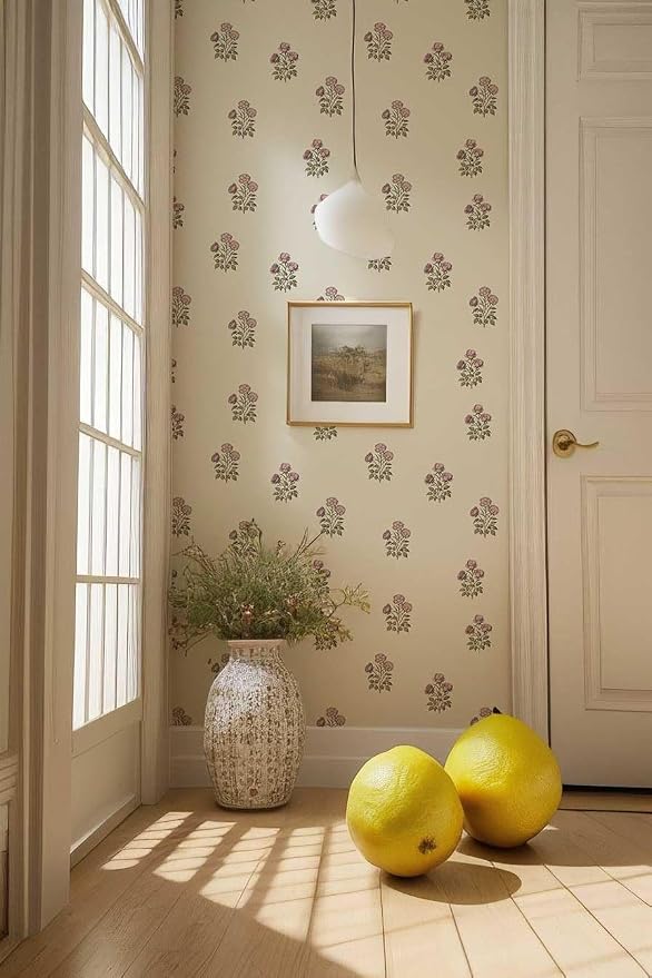 Beige Floral Wallpaper Vintage Rose Peel and Stick Wallpaper Waterproof Contact Paper Removable Self Adhesive Drawer Liner Decoration Paper for Walls - 17.3”×196.8” - Image 7