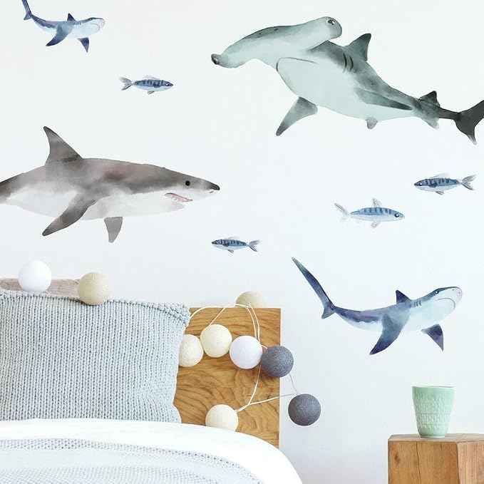 RoomMates RMK4311SCS Sharks Peel and Stick Wall Decals by RoomMates