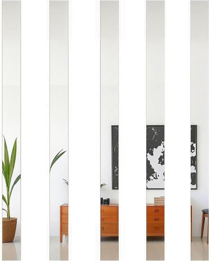 Mirror Acrylic Trim Roll, Peel and Stick Self Adhesive Wall Molding Strips – 5 Rolls x 4 FT (Total 20 FT), 1.6 Inch Wide Flexible Mirror Tape for Wall Paneling (Silver Mirror, 4 FT x 1.6 in) by Unknown