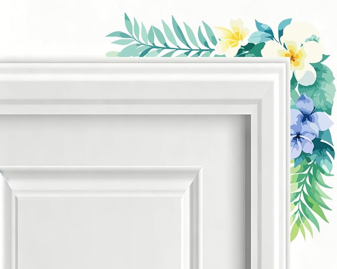 PLIGREAT Watercolor Leaves Wall Stickers,Corner Accent Leaf Wall Decals for Door Removable Vinyl Peel and Stick Art Decals for Bedroom Living Room Bathroom Home Door Corner Decor - Image 4
