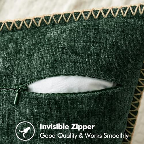 MIULEE Decorative Couch Throw Pillow Covers 20x20 Inch Dark Green 2 Pack - Image 3