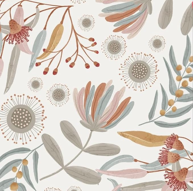Hopepak Vintage Wallpaper Peel and Stick Floral Wallpaper Boho Floral Contact Paper Removable Self Adhesive for Living Room Bedroom Bathroom Cabinets Wall Decor Vinyl 17.3"×197" by Hopepak