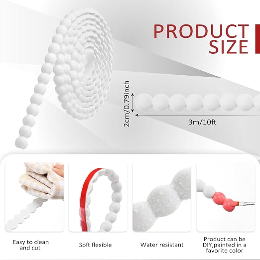 Leinuosen Flexible Bead Molding Trim Peel and Stick White 10ft /20 mm - Image 2