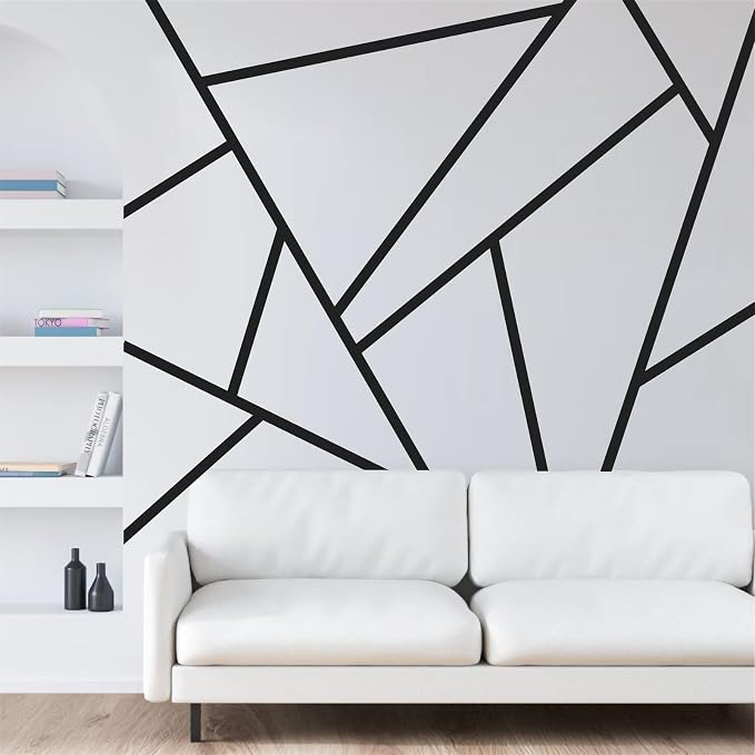 Striped Wall Decals Geometric Line Wall Stickers Black Decal Peel and Stick | Modern striped wall decor, minimalist line art wallpaper, removable vinyl art mural, self adhesive, for living room bedroom - Image 4