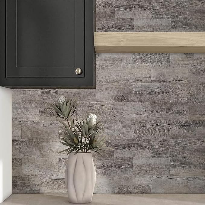 AULIGET 100 Piece Peel and Stick Backsplash PVC Tile, 3 Inch x 6 Inch Dover Gray Stick on Tiles for Backsplash Kitchen, Bathroom, Laundry Room, Camper, Fireplace - Image 6