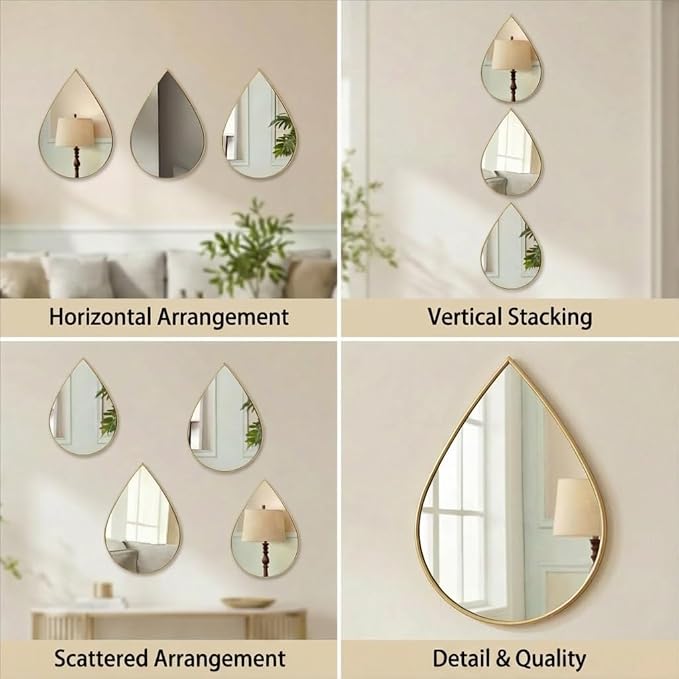 DECANIT Decorative Wall Mirrors Set of 3,Gold Accent Hanging Mirrors for Living Room, Bedroom & Entryway – Modern Farmhouse & Boho Home Decor - Image 3