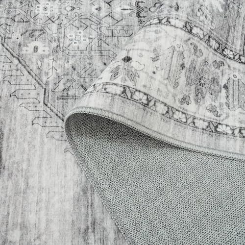 Washable Area Rugs 3x5 Entryway: Soft Ultra Thin Low Pile Mat Machine Washable Indoor Doormat Lightweight Entry Rug Anti Slip Backing Rugs for Living Room Bedroom Kitchen 3'x 5' Grey - Image 5