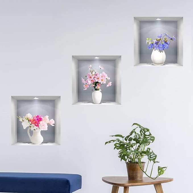 3D Wall Stickers DIY Flower Wall Decal Removable Waterproof Wall Art Decor for Bedroom Living Room Offices Home Decoration (Vase Daisy) by CNUSER