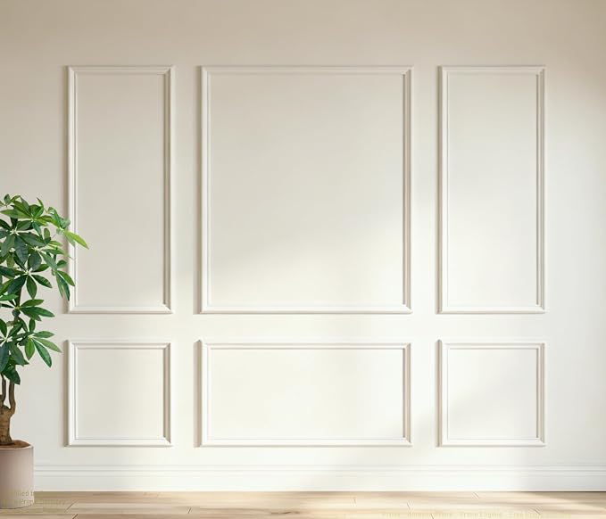 Peel and Stick Wall Molding Kit, 24 Pre-Cut Pieces, 6 Frames for Home Decor | DIY Beginner Friendly, No Drill No Damage, For Rental Apartment, Living Room Bedroom Hallway Accent Walls by Unknown