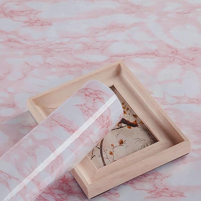Marble Contact Paper Pink Peel and Stick Wallpaper for Kitchen Countertop | 15.7" x 118" Stick Paper Self-Adhesive Vinyl Watertight Great As Cabinets Drawer Shelf Wall Crafts Wall Paper Decorations - Image 4