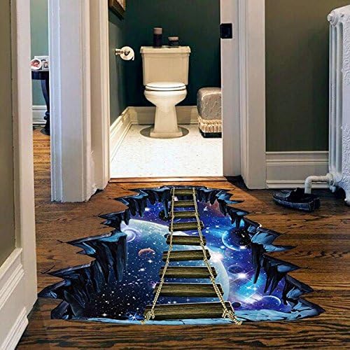 Quanhaigou Blue Galaxy Bridge Wall Sticker,3D Outer Space Decorations Decal for Home Decor Kids Bedroom Large - Image 2