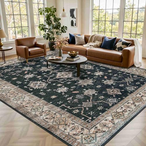 Rugxara Black 8x10 Area Rugs for Living Room Bedroom Large Washable Rug - Image 3