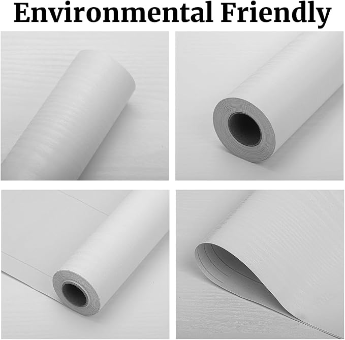 White Wood Wallpaper PVC, 17.5x100 Inch Self-Adhesive Wallpaper, Textured, Waterproof, Washable, for Wall, Cabinets, Drawers Decor - Image 6
