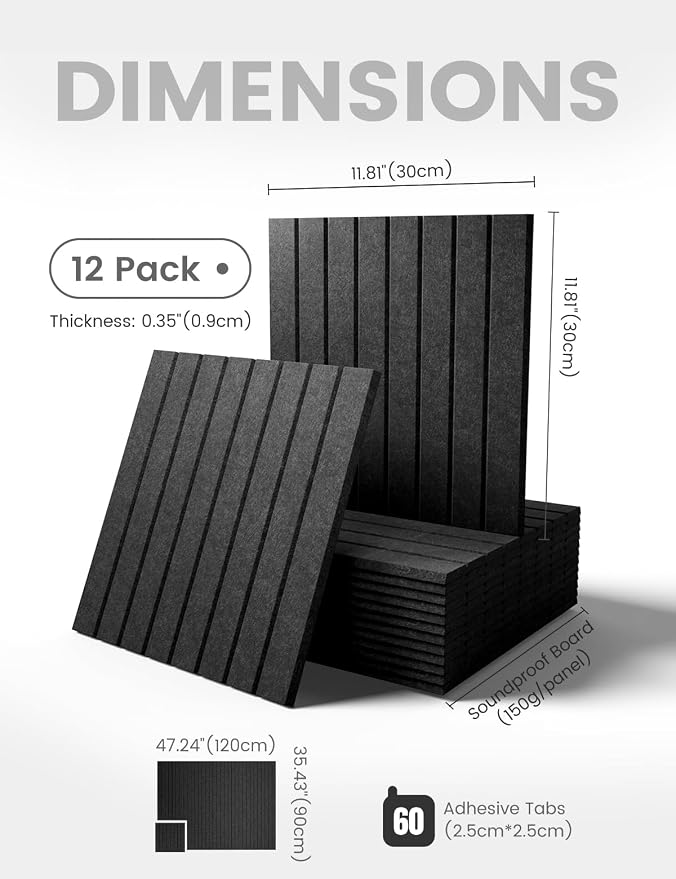 Fluxynara 48" x 36" Large Felt Bulletin Board, Charcoal Gray | 12 Pack Cork Board Alternative with 60 Safe Adhesive Tabs, Pin Boards for Wall Decor, Home, Office, Classroom,Dorm - Image 2