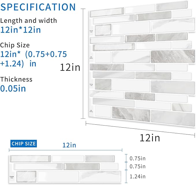 10-Sheet Peel and Stick Kitchen Backsplash Tiles | 3D Waterproof Self Adhesive Wall Tile Stick on Backsplash for Kitchen and Bathroom(Beige White,12"×12") - Image 4