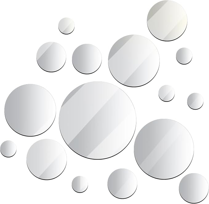 Jetec 16 Pcs 28 Pcs Round Glass Mirror Tiles for Wall by Jetec