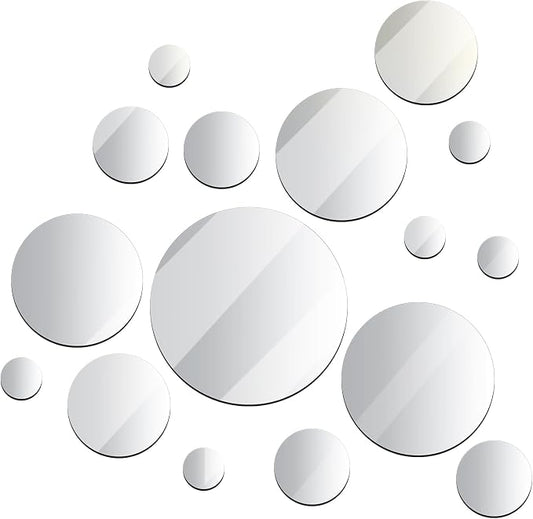 Jetec 16 Pcs 28 Pcs Round Glass Mirror Tiles for Wall by Jetec