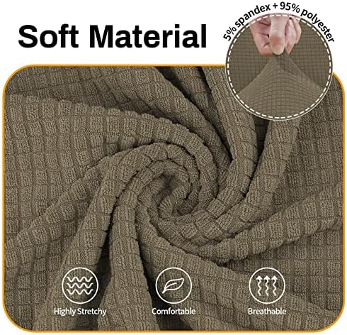 Asnomy Stretch Couch Covers Washable,loveseat Covers Slipcovers,Khaki - Image 3