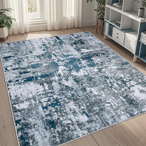 5x8 Area Rugs for Living Room Washable Bedroom Dining Room Navy Grey by Aelenmu