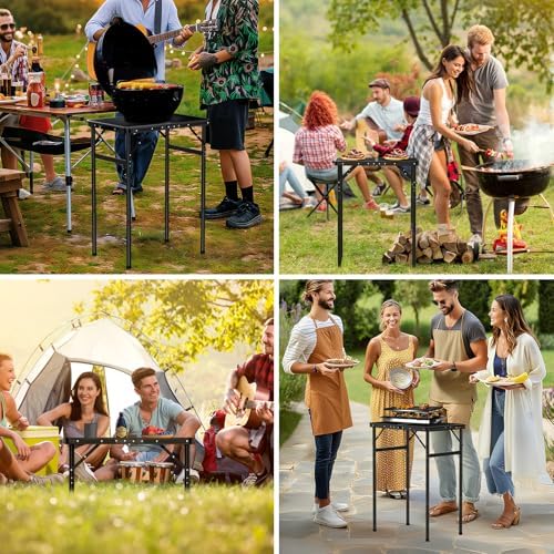 JiGiU Folding Grill Table Aluminum Camping Table Adjustable Height Max29.4 - Image 5