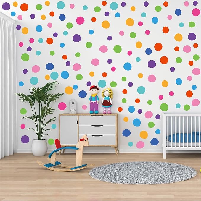 300 Pcs Bright Removable Multicolor Polka Dot Vinyl Wall Decals Set | 10 Sheets Waterproof Peel & Stick Matte Circle Stickers for Bedroom, Playroom & Accent Wall Decor(Mixed Size 1.2–2 in) - Image 3
