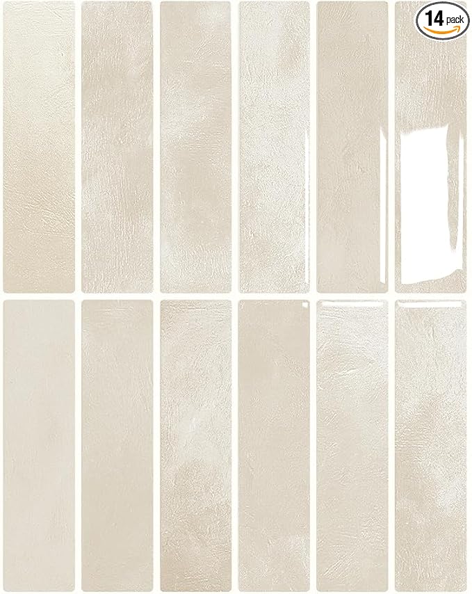 Peel and Stick Backsplash 3D Wall Tiles,Self-Adhesive,Oil Proof,Waterproof, Removable Wall Panels for Kitchen & Bathroom,Modern Design, Easy Install (10.7ft，12x9 inch,14 Pack) (Beige) by DAGOU