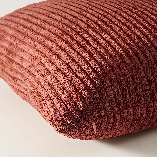 Topfinel Fall Burnt Orange Throw Pillow Covers 16x16 Set of 4,Corduroy Striped Decorative Cushion Cases for Couch Living Room Sofa Guest Bedroom Fluffy,Small Cute Shams - Image 3