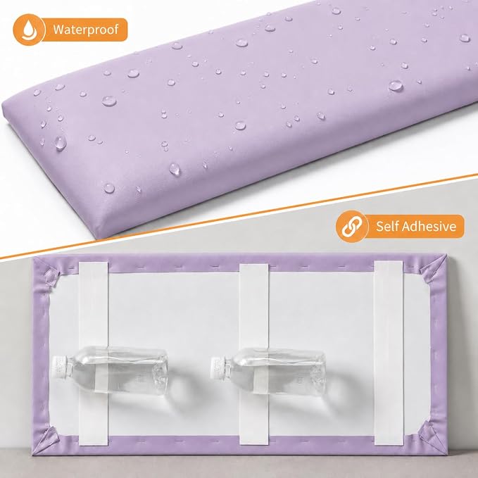 Anti Collision Wall Padding for Kids, Upholstered 3D Wall Panels | 4 Packs 7.8'' x 15.7'' Peel and Stick Headboard, Self Adhesive Wall Pads for Kids, Bedroom, Living Room, Light Purple - Image 7