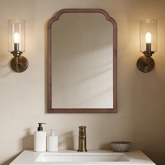 WallBeyond Wood Bathroom Mirrors for Wall Mounted, 20" x 30" Rustic Wood Frame Wall Mirrors Decorative for Living Room or Bedroom Vanity Mirror (Walnut) by WallBeyond