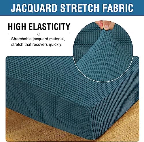 H.VERSAILTEX Super Stretch Individual Seat Cushion Covers Sofa Covers Couch Cushion Covers Slipcover Sets Thick Jacquard Textured Twill Fabric (1 Piece Chair Cushion Cover, Deep Teal) - Image 4