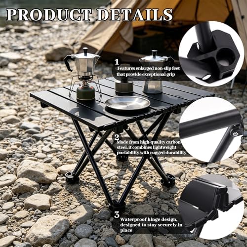 Camping Table Foldable, Black, 16x13.7x11.5in, 2 Pack - Image 4