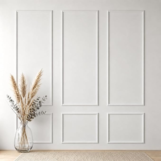 3 Sets Framed Premade Peel and Stick Wall Molding Kit – Pre-Cut Wainscoting Panels Set, Self-Adhesive Installation for Living Room, Bedroom Accent Wall Decor（54 * 24IN-24 * 24IN） by YUJIASH