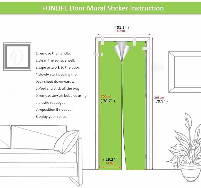 COLORSPRING 3D Door Stickers Peel and Stick, Bookcase Door Decal Cover | Removable Self-Adhesive Wallpaper Mural for Home Décor - Image 3