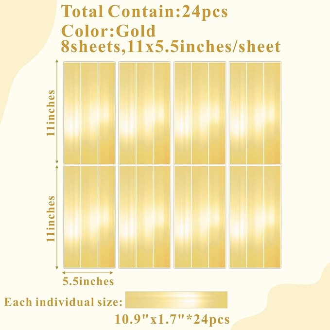 Stripe Mirror Wall Stickers Gold Acrylic Mirror Decals Decor Peel and Stick - Image 4