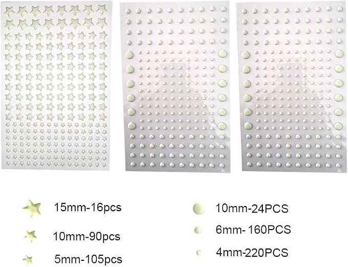 Quanhaigou Realistic 3D Domed Stars Glow in The Dark,615 pcs Dots Stars for Starry Sky, Stickers for Ceiling and Wall Decals, Perfect for Kids Bedding Room Party Birthday Gift(615 pcs) - Image 5