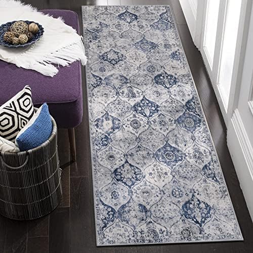 Lahome Moroccan Washable Runner Rug, 2x6 Blue Kitchen Runners for Hallways by Lahome