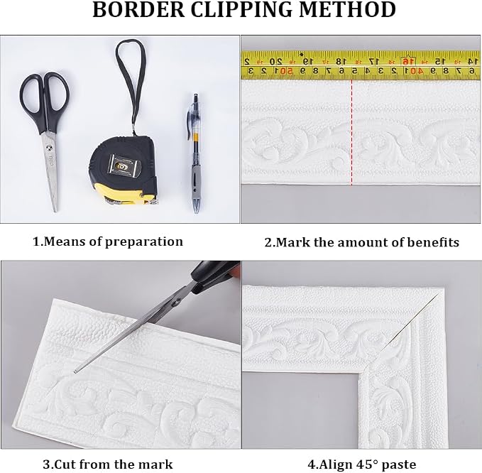 CRASPIRE 82x3 inch Molding Peel and Stick White 3D Flexible Foam Wall Trim Self Adhesive Wallpaper Border Sticky Decorative Edging Baseboard Lines for Mirror Border Wall Hotel DIY Decor - Image 5