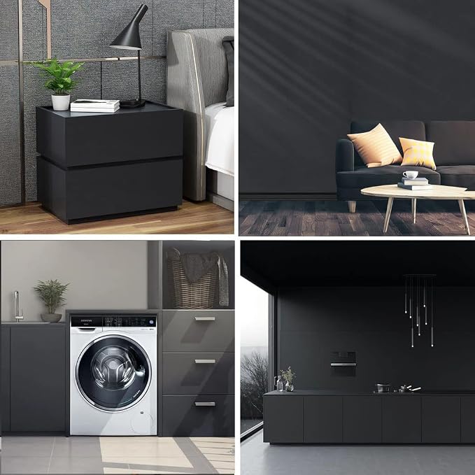 Arthome 35.4''x120'' Black Contact Paper, Self Adhesive Wallpaper Waterproof Gloss PVC Vinyl, Oil Proof,Wallpaper, Black Vinyl Paper for Walls,Furniture Cover Surface,Countertop,Kitchen,Shelf Liner - Image 5