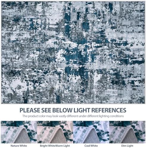 6x9 Area Rugs for Living Room Washable Bedroom Dining Room Navy Grey - Image 7